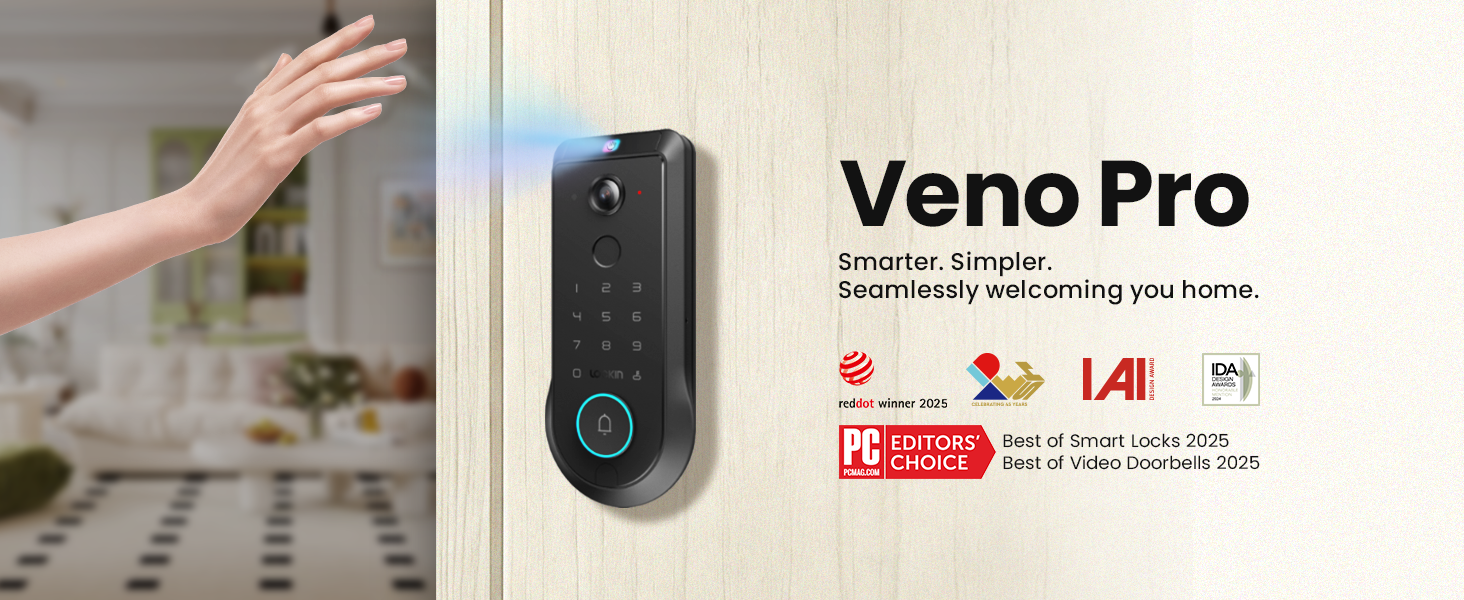 Lockin Veno Pro Palm Vein Smart Lock (32GB, Video, IP65, App) +