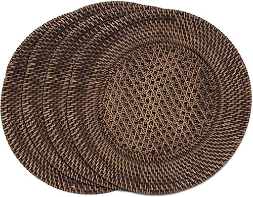 Miniatura 3 de SARO LIFESTYLE Platos de carga de ratán hechos a mano (juego de 4)