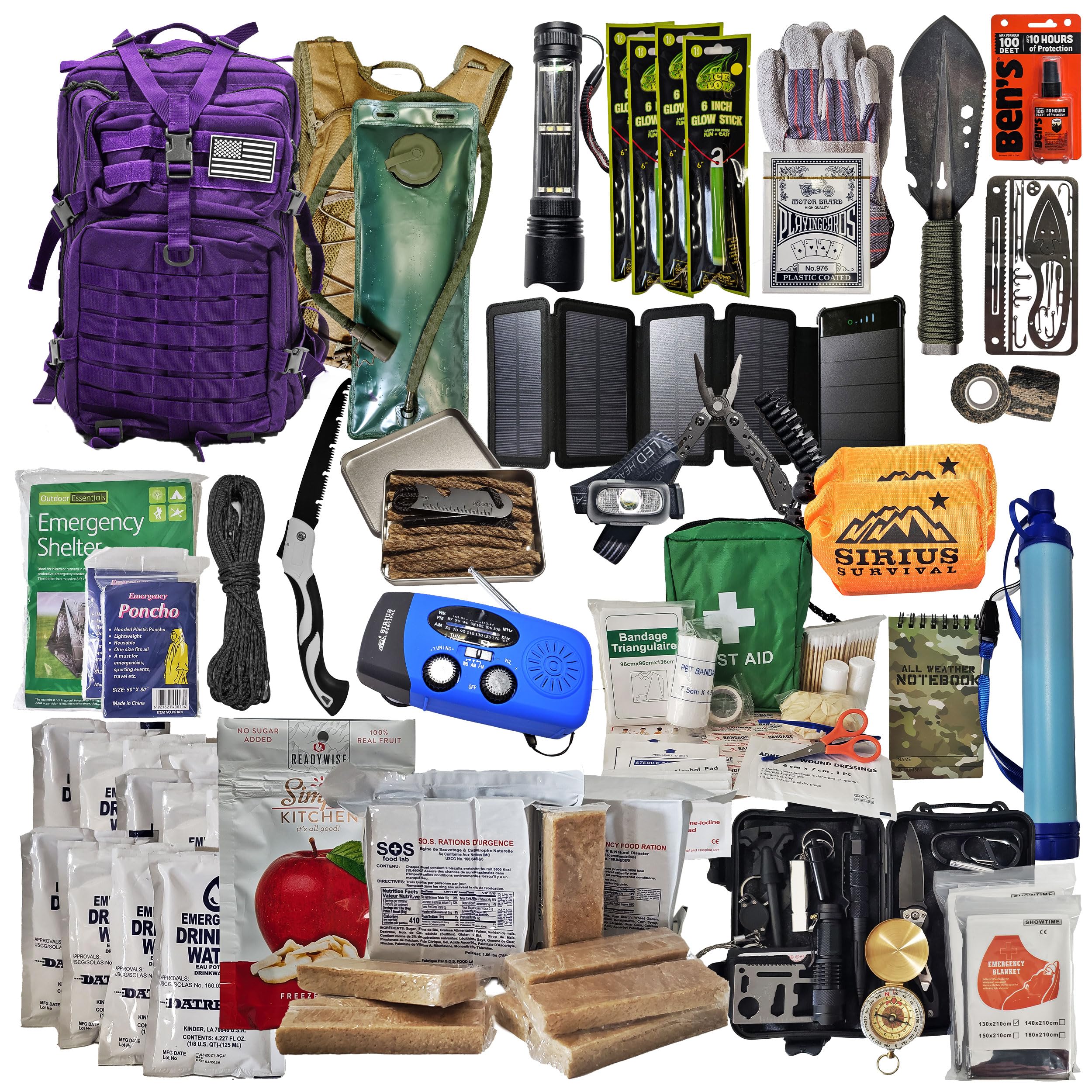 Bug Out Bag - Premium Bugout Backpack Pre-Packed Survival Kit - Ultimate 72 Hour Backpack Survival Kit - Comprehensive Survival Items - Go Bag Emergency