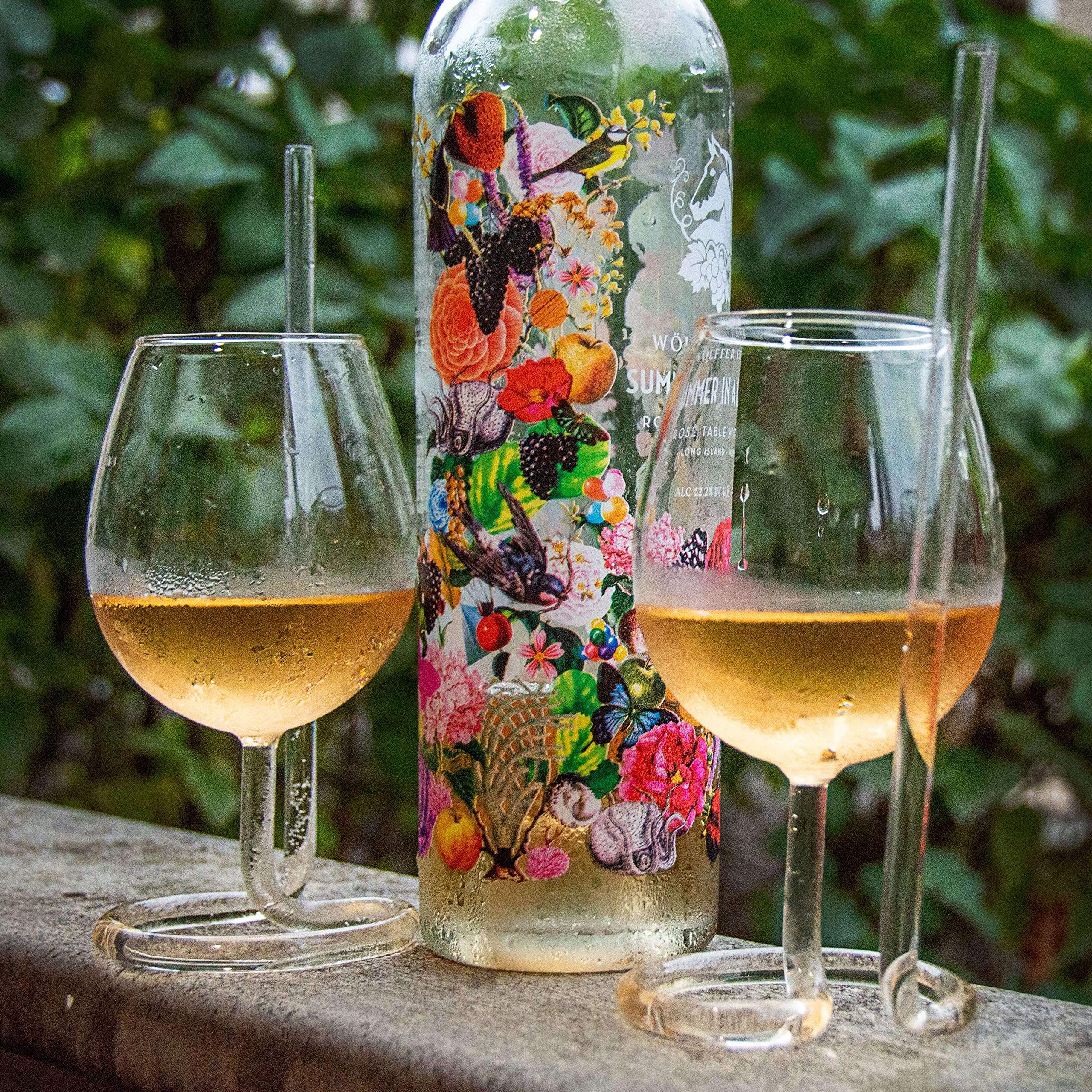 Amazon.com | Daylily Straw Wine Glass | Stemmed Wine Glass with Built-In  Straw | Clear Plain Design | Funny Cocktail Gift | SipSip: Wine Glasses