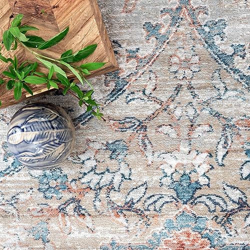 Miniatura 4 de nuLOOM Maxine - Alfombra de área con medallón floral, 4 x 6 pies, color óxido