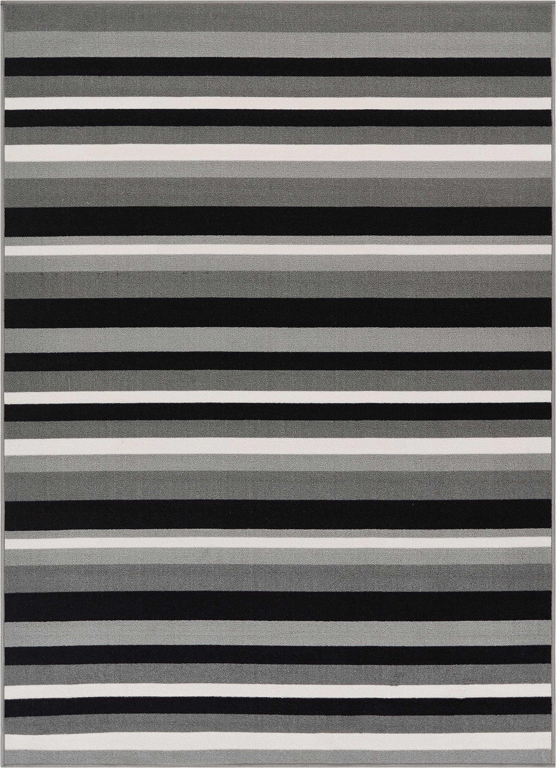 Well WovenKings Court Uni Stripes Modern Grey Gemoetric Lines 7'10" x 9'10" Indoor/Outdoor Area Rug