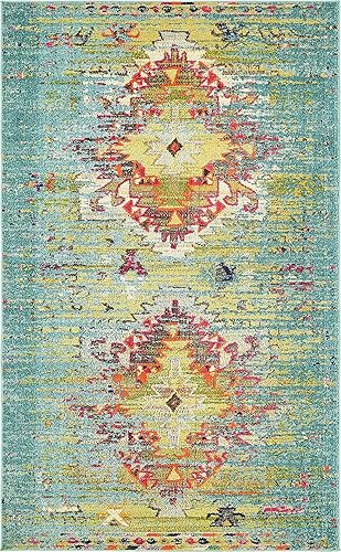 Miniatura 3 de Unique Loom Vita Collection - Alfombra vintage tribal del suroeste sobre teñida, rectangular, 5 pies 0 pulgadas x 8 pies, 0 pulgadas,