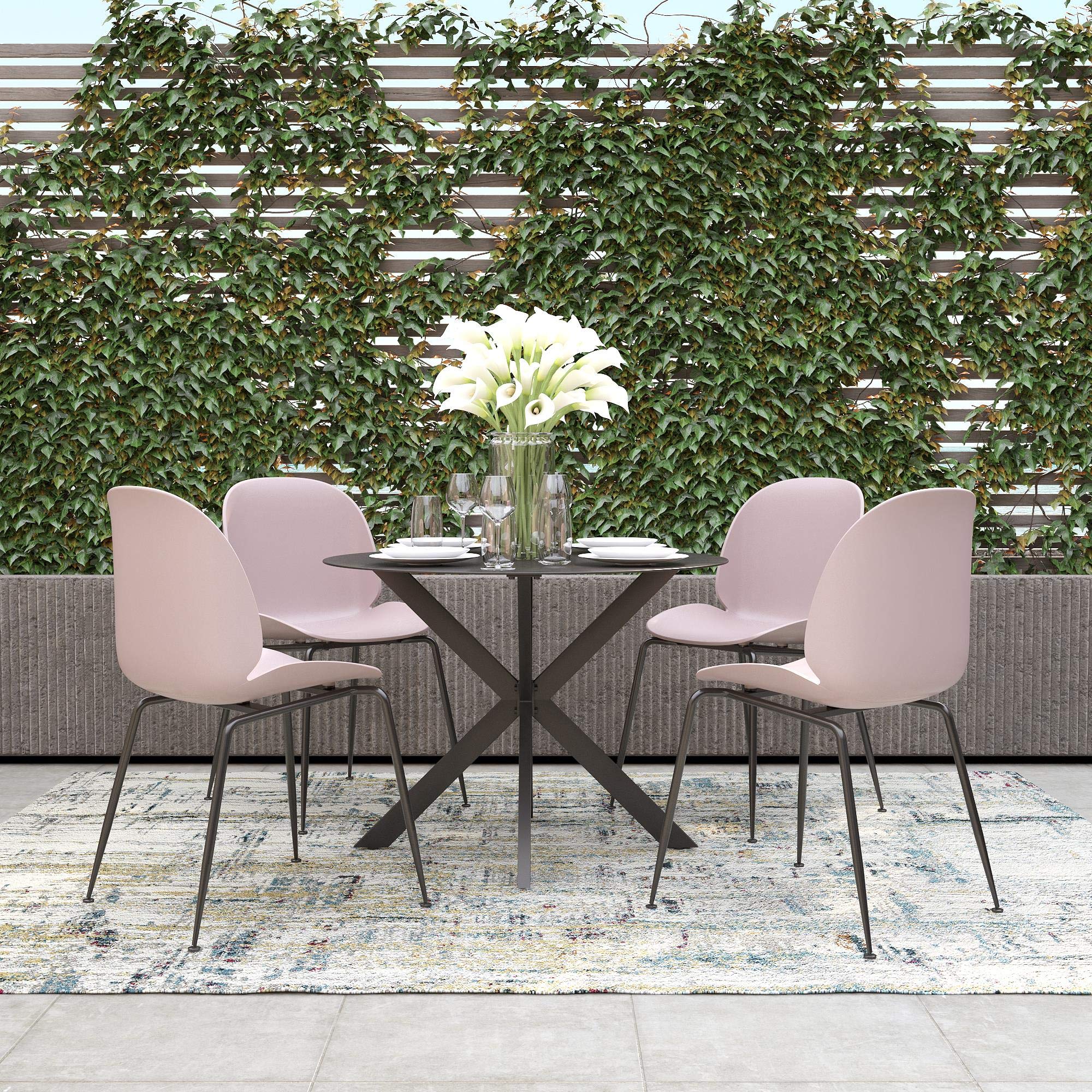 DHP Furniture Aria Resin Dining Chair, Light Pink, Pack of 4