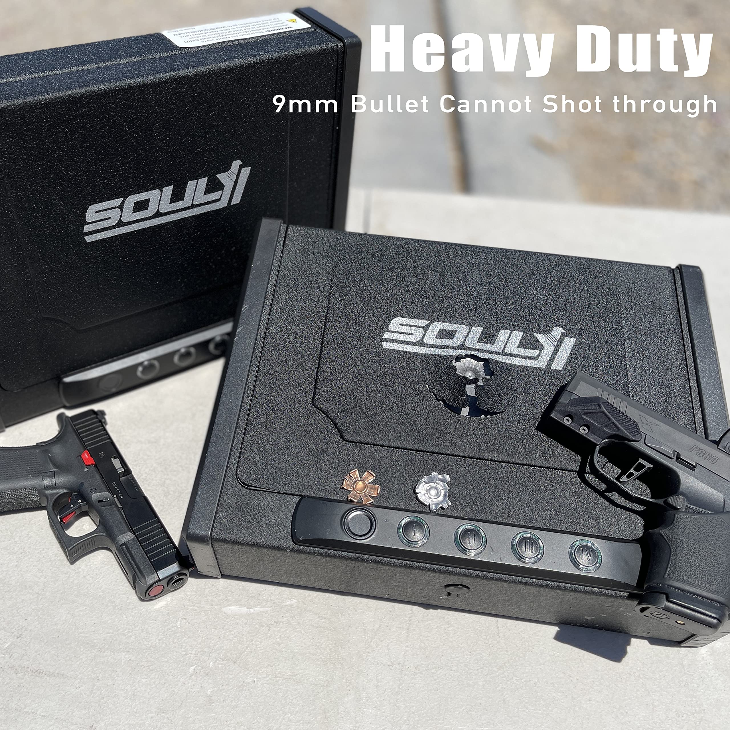 SOULYI Biometric Fingerprint Gun Safe for 4 Pistols Safe DOJ Certified