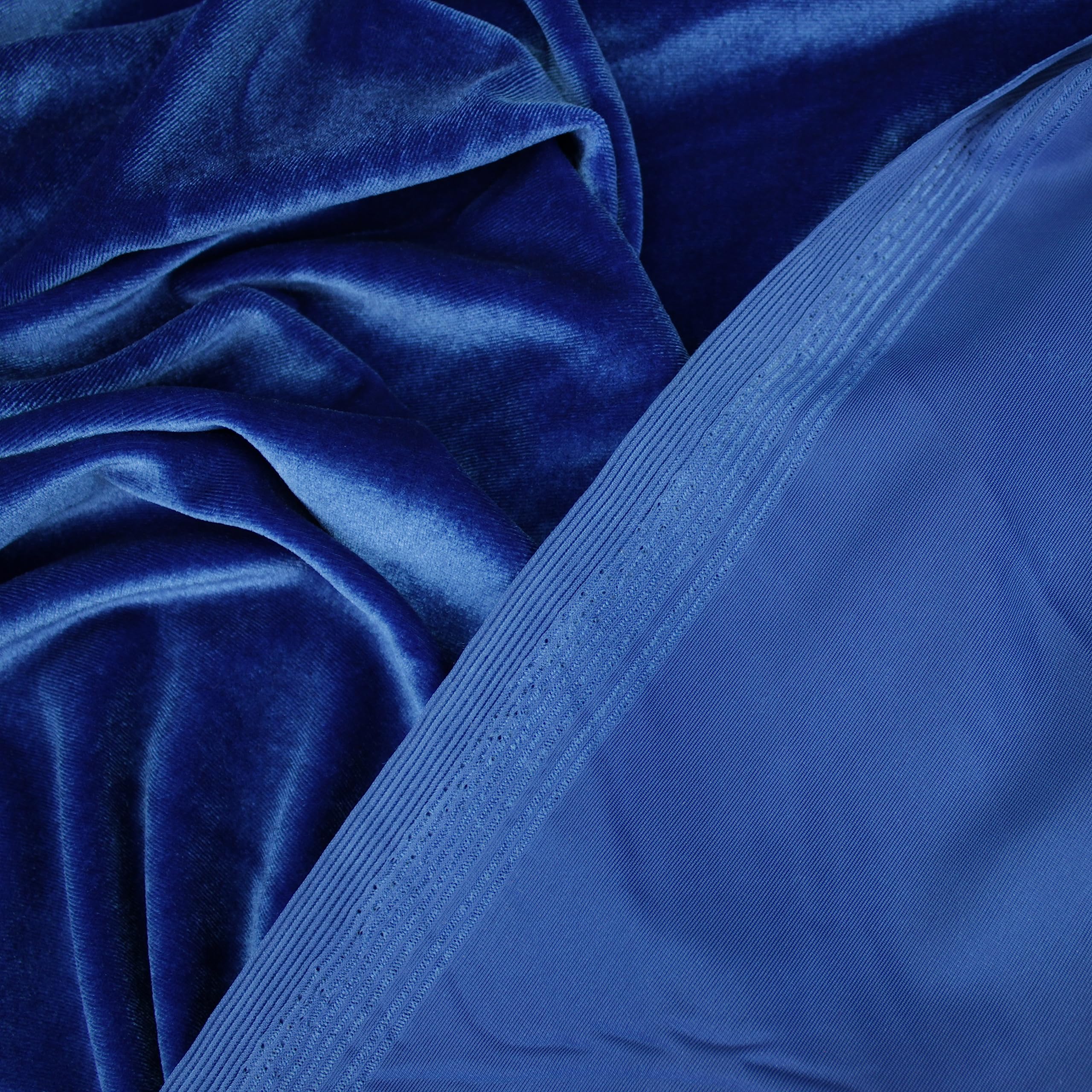 TELA DE TERCIOPELO ELÁSTICO POR METROS DE COLOR LISO, ANCHO 150cm (3 METROS, AZUL)