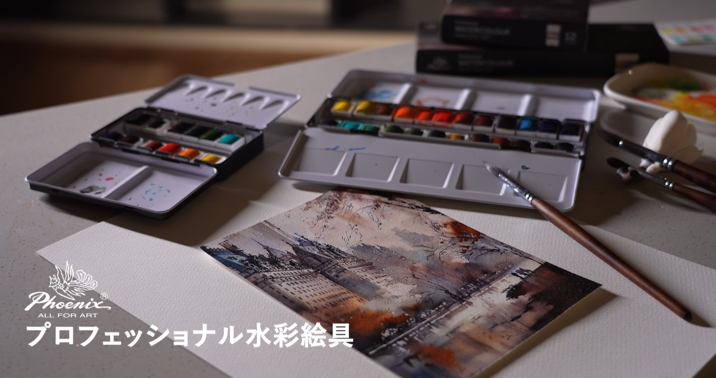 Amazon | PHOENIX プロフェッショナル水彩絵具セット – 24色ハーフパン