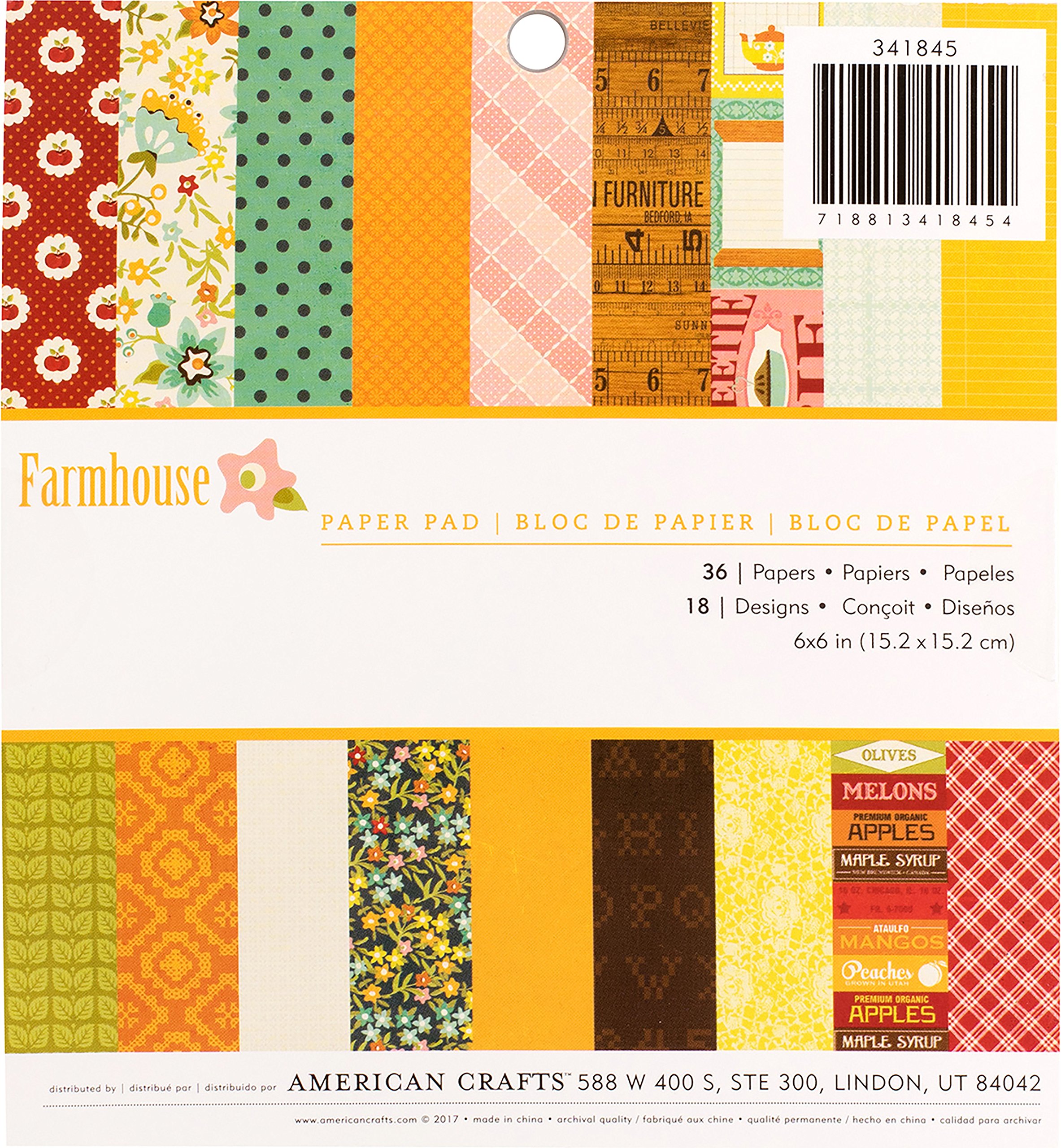 American Crafts jednostronna podkładka papierowa, wielokolorowa, 16,76 x 15,24 x 1,01 cm