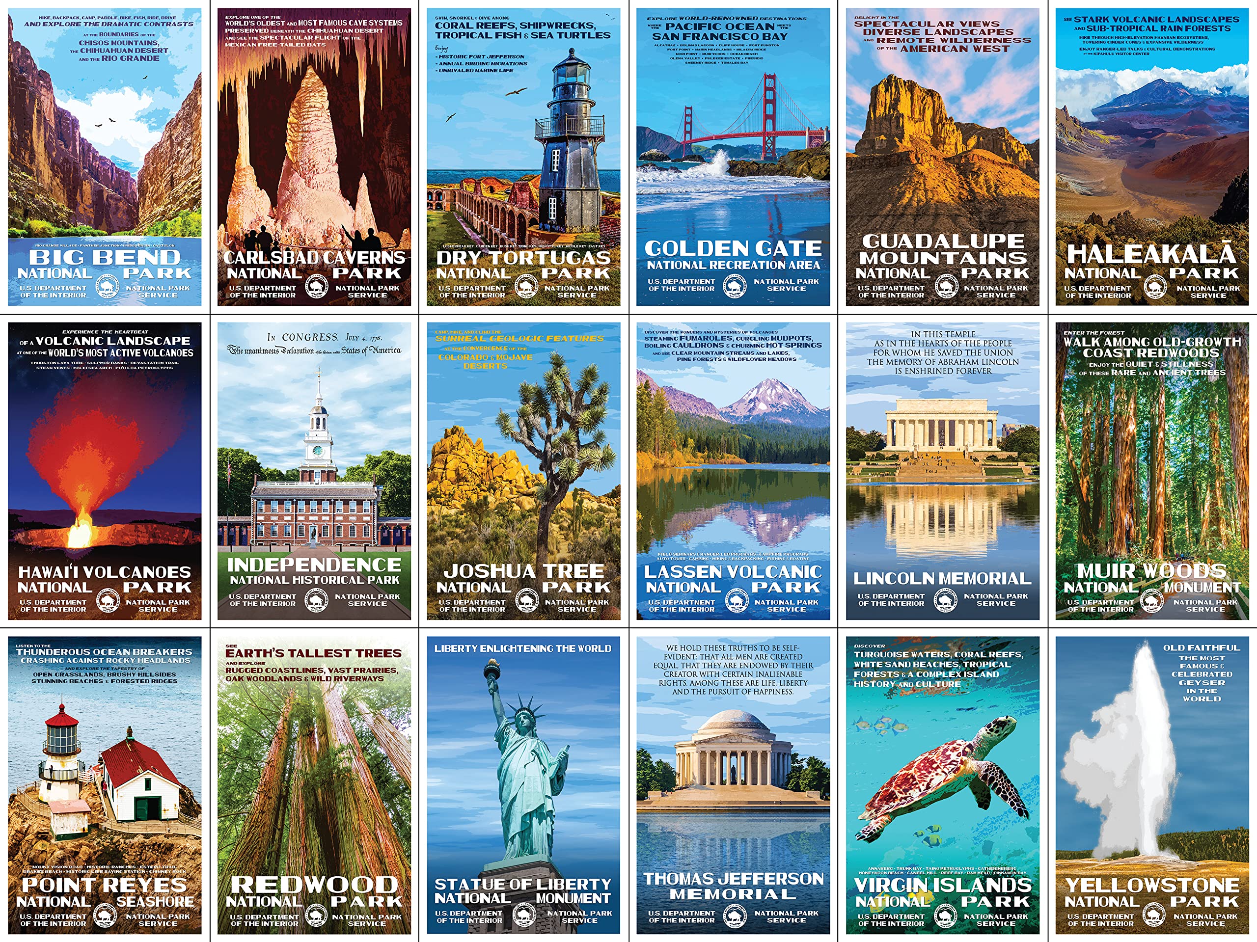 National Park Posters Series C National Park Postcards Collection, 4" x 6" 100% Recycled Paper Postcards From Around the World