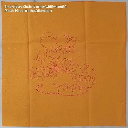 Miniatura 3 de Esffaci Kit de iniciación de bordado para adultos principiantes con patrón de castillo de araña de calabaza de Halloween, juego de punto de cruz