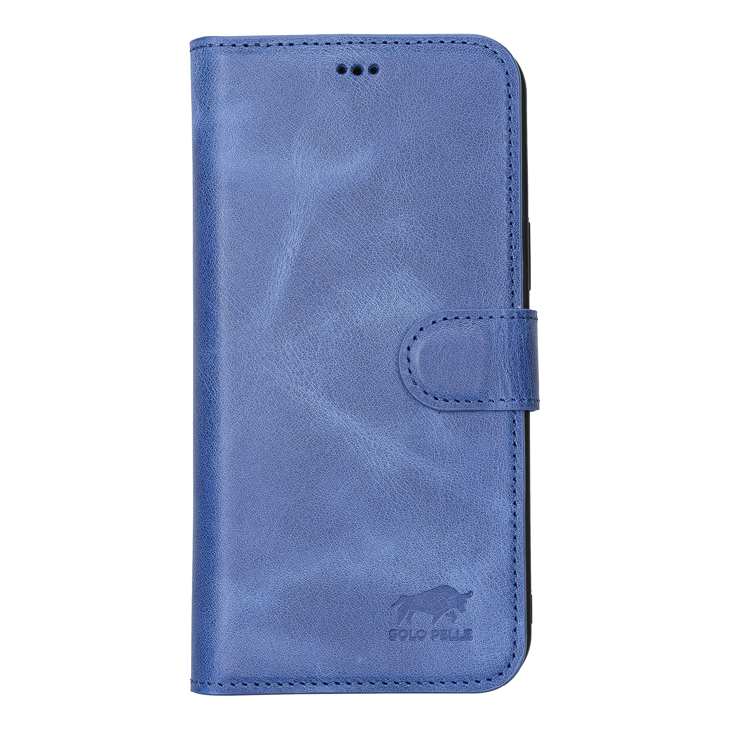 Solo Pelle Lederhülle kompatibel für iPhone 12 Pro Max in 6.7 Zoll abnehmbare Hülle (2in1) inkl. Kartenfächer für das original Apple iPhone 12 Pro Max (Vintage Blau)