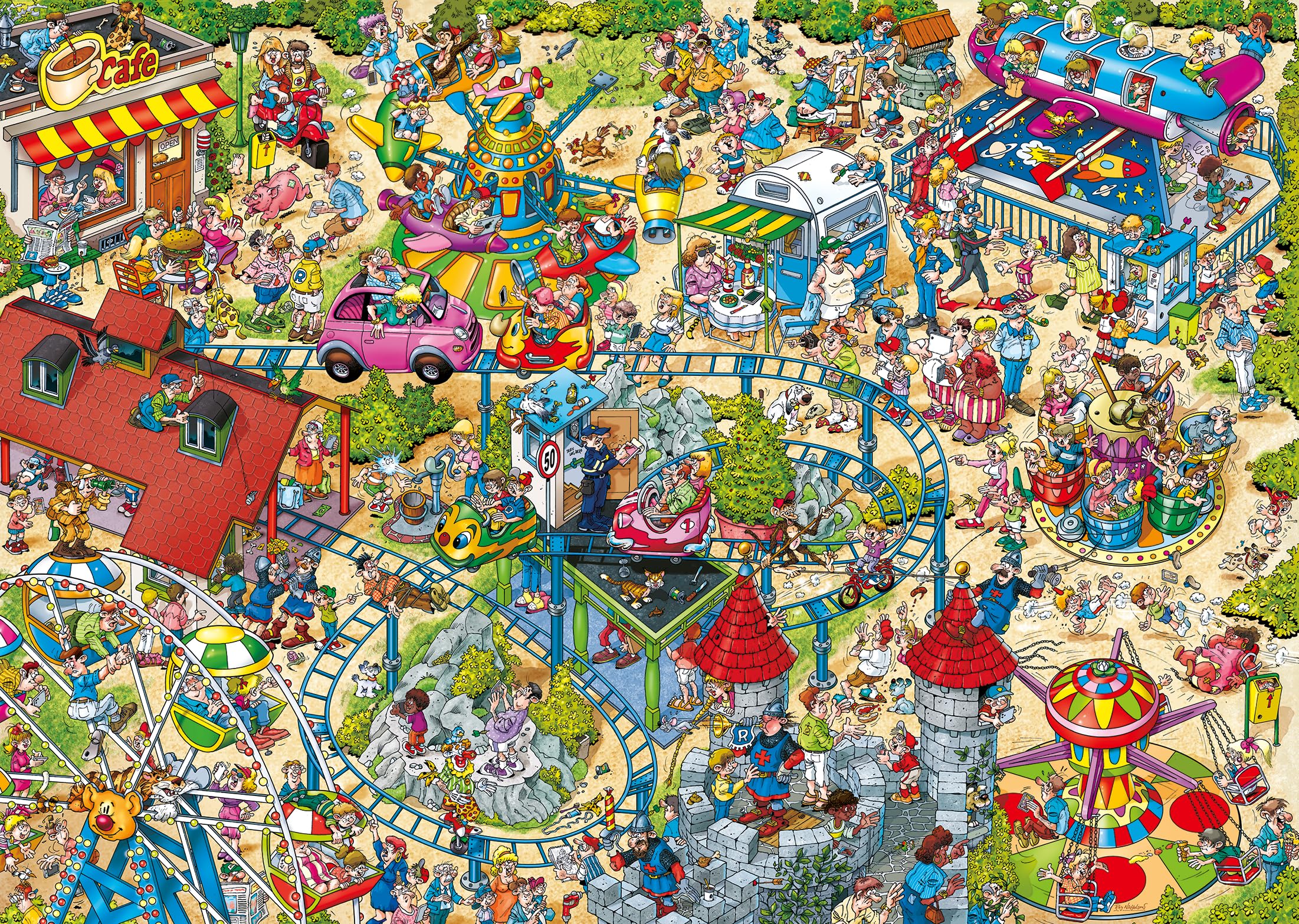 Ravensburger Ray’s Comic Series 1000 Piece Jigsaw Puzzle – Funny Holiday Resort Cartoon by Artist Ray Nicholson – Family Puzzle for Adults & Teens