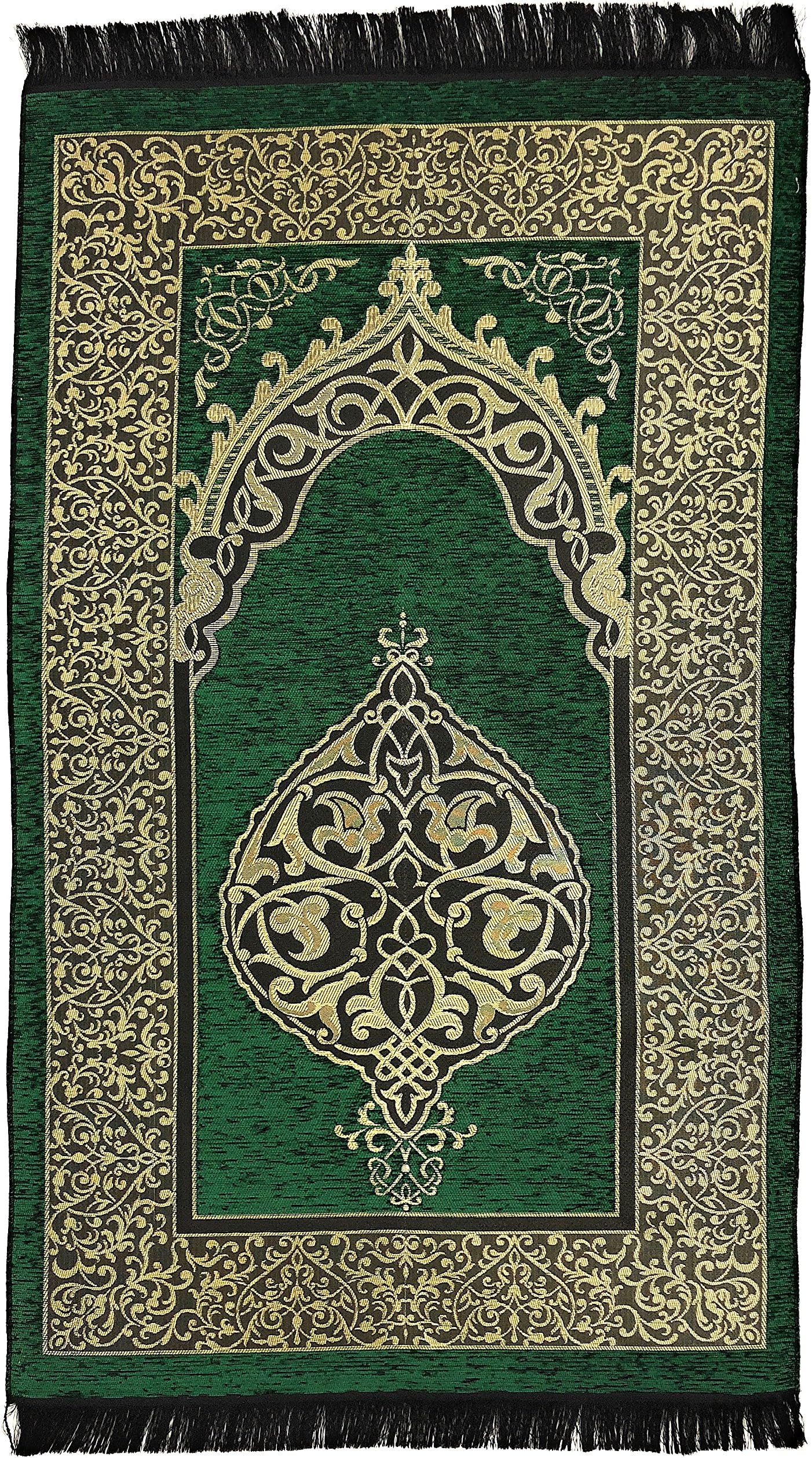 Interway Trading Orthopedic Padded Foam Cushion Prayer Rug Mat Carpet Permadani Permaidani Ramadan Eid Turkish Seccade Muslim Sajadah Namaz Janamaz with Free Cap and Beads (Green)