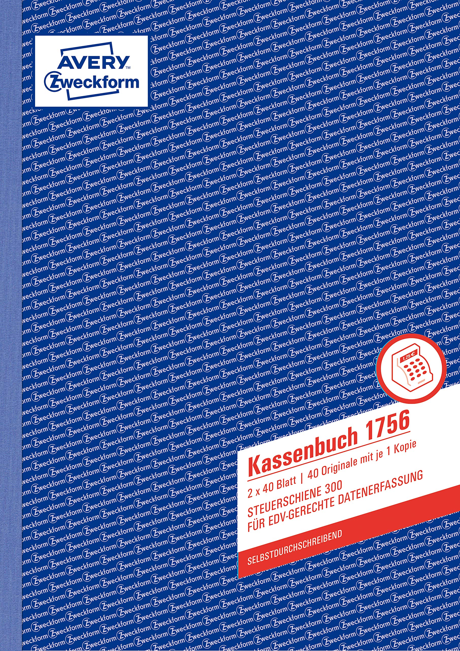 AVERY Zweckform 1756 Kassenbuch (A4, nach Steuerschiene 300, von Rechtsexperten geprüft, für Deutschland zur ordnungsgemäßen, kostengünstigen Buchführung, 2x40 Blatt) 20er Pack