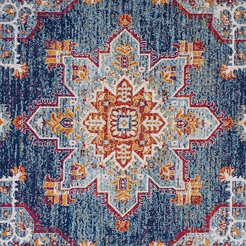 Miniatura 9 de Mila - Alfombra azul de 3 x 5 pies, alfombra de área para sala de estar, comedor o dormitorio, alfombra de entrada interior, entrada, vestíbulo,