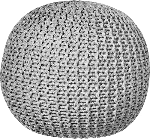 Miniatura 48 de Urban Lifestyle Puf de punto redondo - Algodón tejido a mano, marfil Marfil,Azul,Gris oscuro,Índigo/ azul marino,Gris claro,Negro -,gris