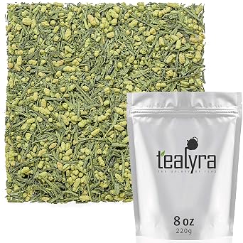 Tealyra - Gen Mai Matcha - Japanese Genmaicha Green Tea Blended with Matcha Powder - Loose Leaf Tea - Caffeine Medium - High Antioxidants - 220g 8-ounce