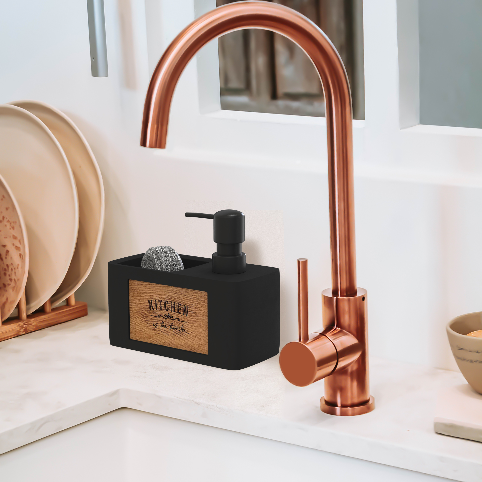 Porta Sapone Cucina Damita Organizer Per Caddy Per Lavello Da Cucina, Supporto Per Dispenser Sapone Integrato Lavello - 11
