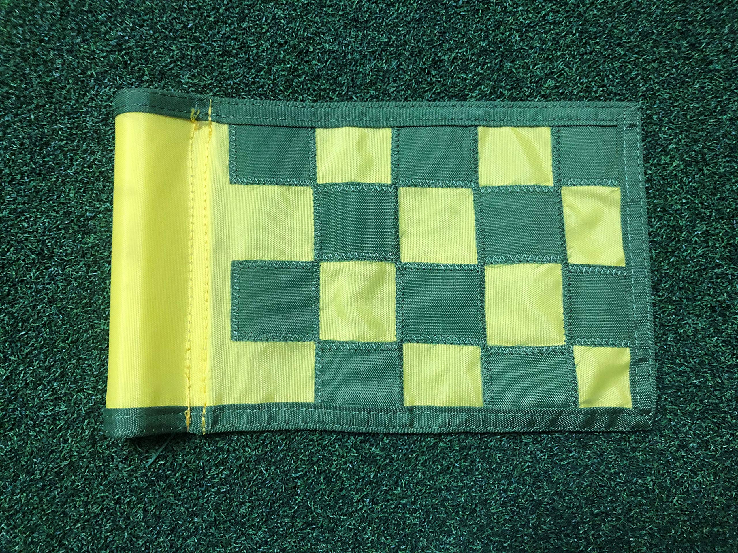 Checkered UV resistant 400 denier Nylon Golf Pole Flag (Yellow/Green)