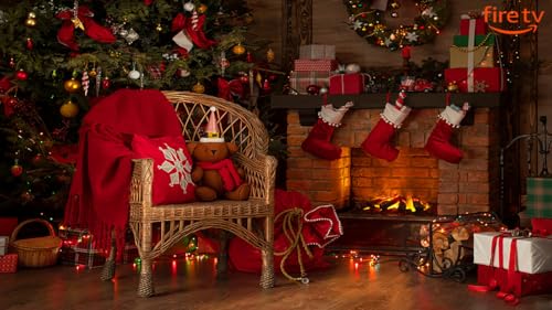 Lareira de cabine de tronco de Natal e áudio crepitante - relaxante, quente, calmante
