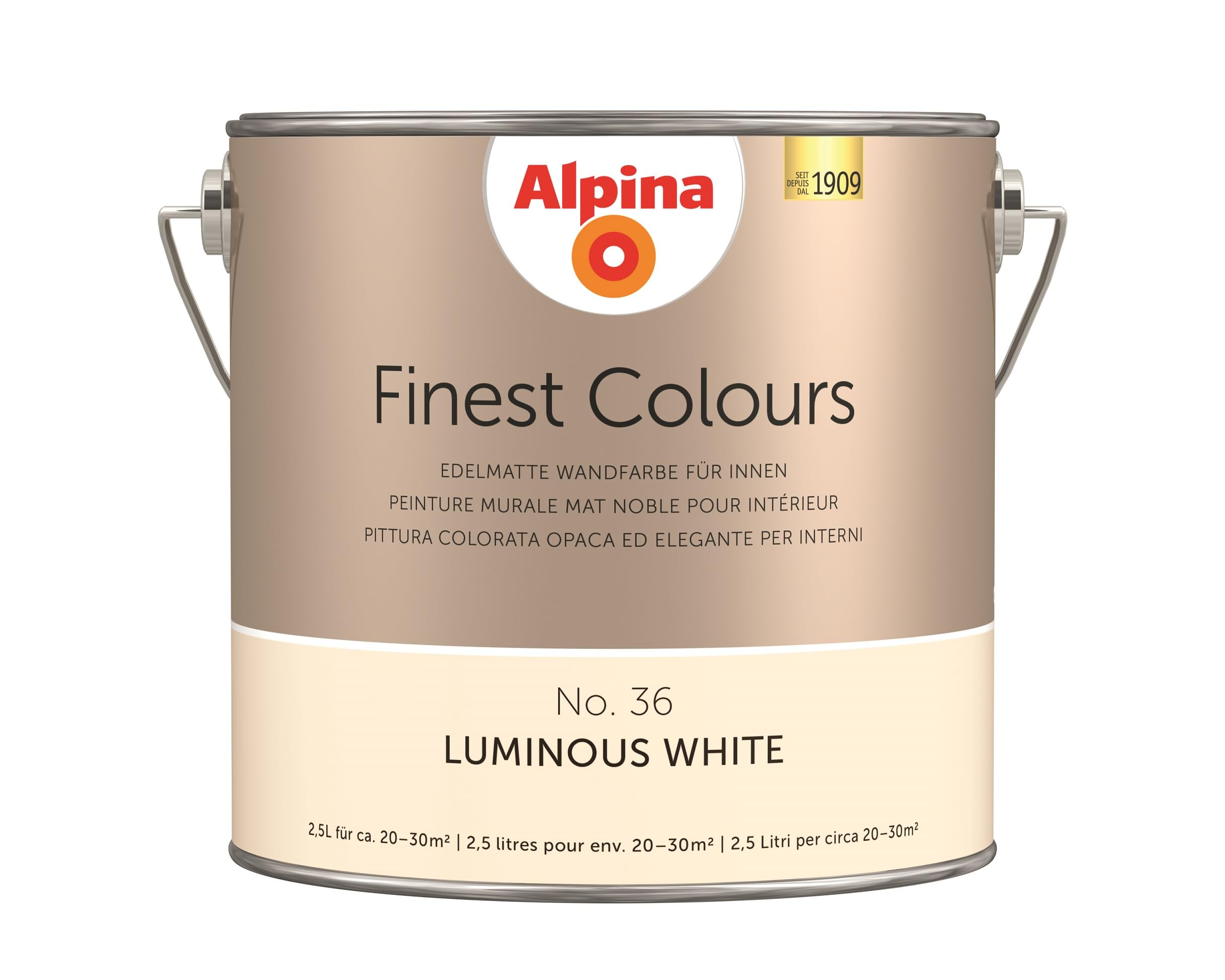 Alpina Finest Colours – No. 36 Tochter der Antike – edelmatte Innenfarbe - Wandfarben für einzigartige Farbwirkungen und Raumstimmungen – Warmes Lichtweiß – 2,5 Literr