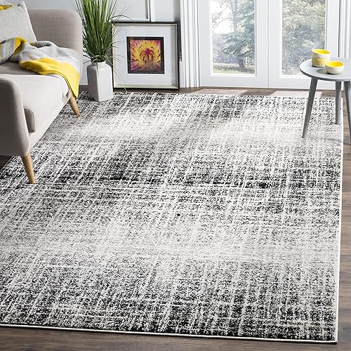 Colección Safavieh Adirondack ADR116A tapete abstracto moderno plateado y negra (5'1" x 7'6")