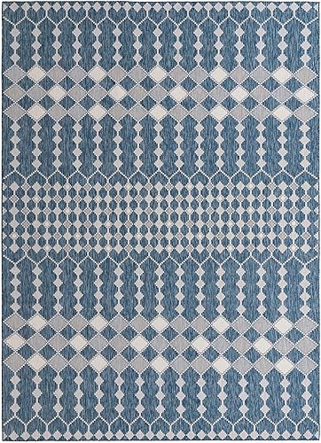 Miniatura 2 de Unique Loom Outdoor Trellis Collection - Alfombra de área - Traliccio (10 x 14 pies 1 pulgada, rectangular, azulmarfil)