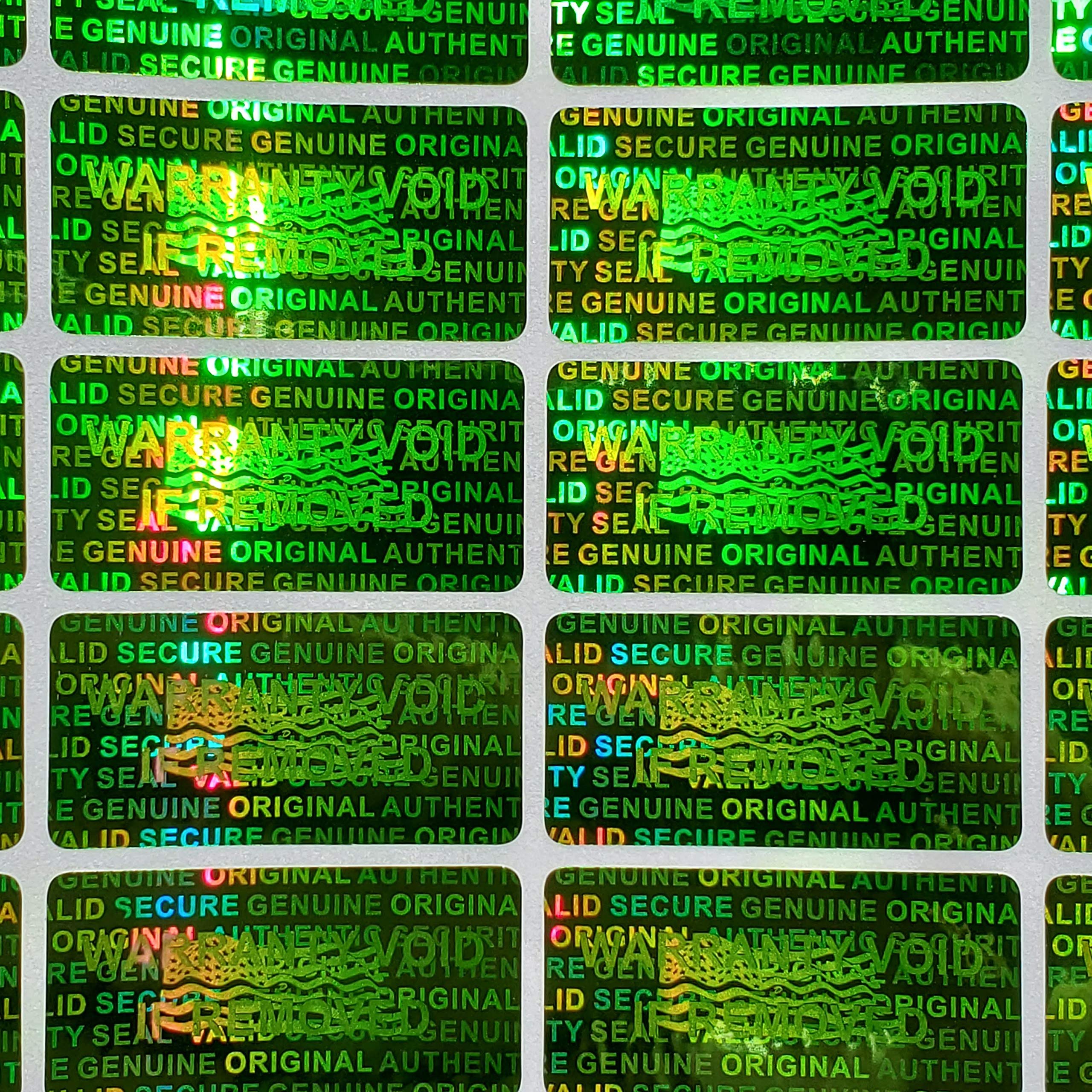 1000 etiquetas de seguridad con holograma plateado (15 mm x 30 mm)