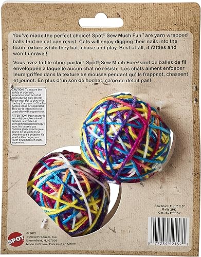 Miniatura 2 de SPOT Ethical Products Sew Much Fun - Juguete para gatos, 2.5 pulgadas, paquete de 2, multicolor
