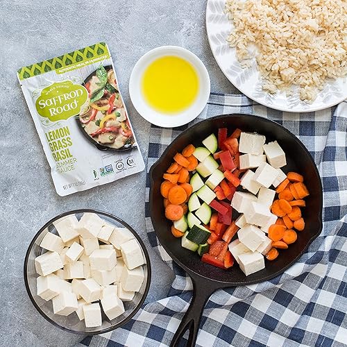 Miniatura 10 de Saffron Road Lemongrass Basil Simmer Sauce  Globally Inspired Simmer Sauce  Gluten-free, Vegan, Non-GMO, and Certified Halal and Kosher  7.0oz Pouch