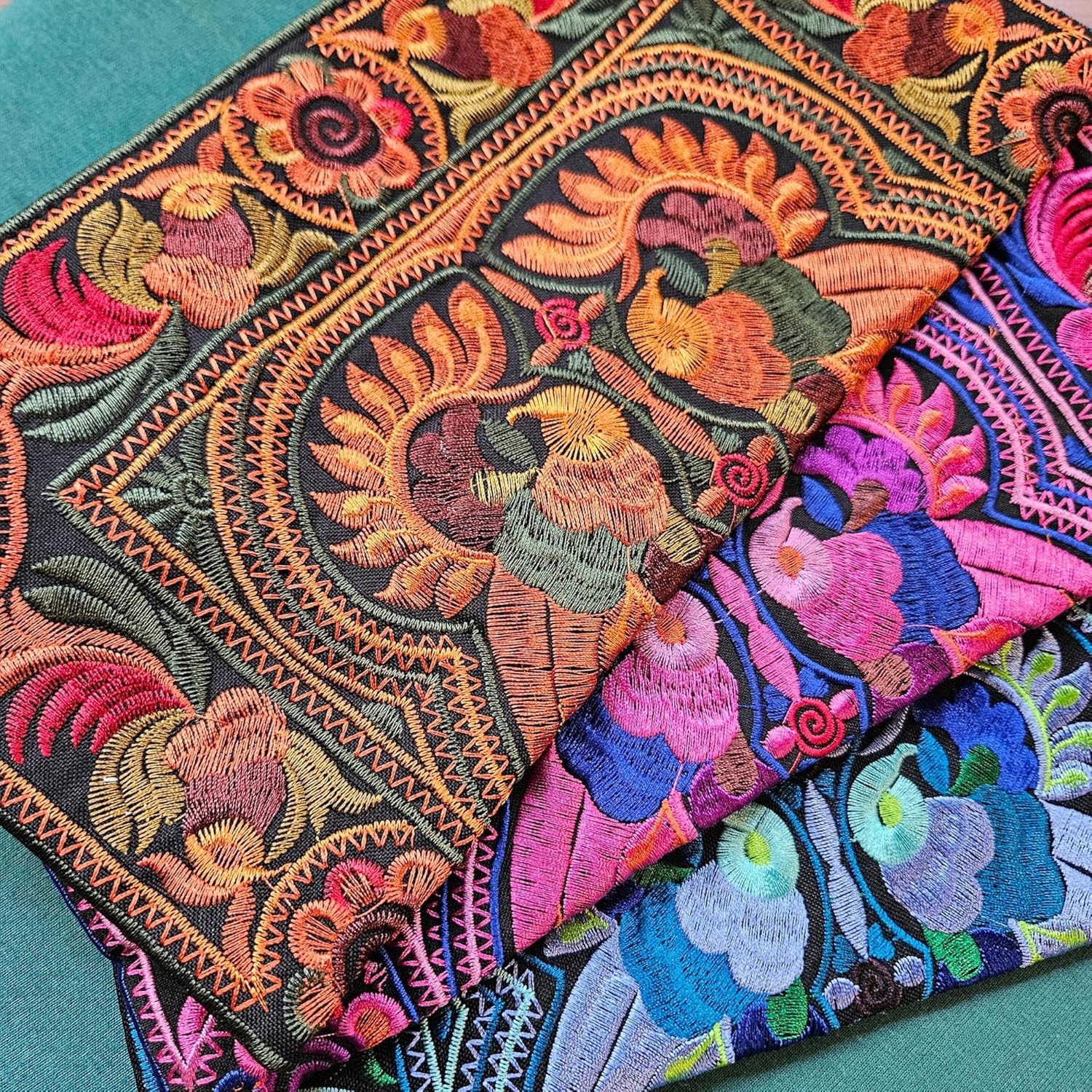 Sabai Jai - Embroidered Ethnic Clutch Purse Handbag for Women - Handmade Boho Bird Flower Wristlet - Image 4