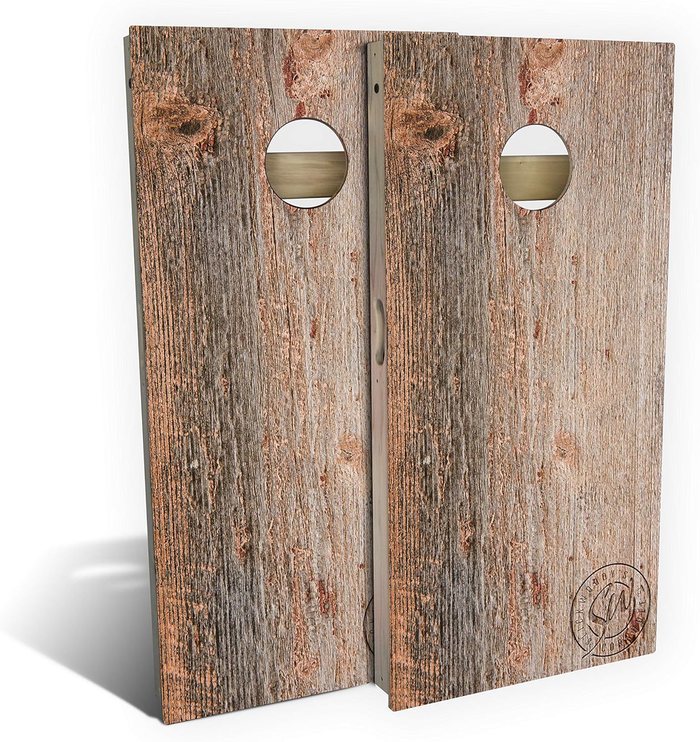 Slick Woody's Professional-Grade Cornhole Boards - 4'x2' Solid Wood Regulation Woodgrain Bean Bag Toss Game with 8 Resin Filled Bags