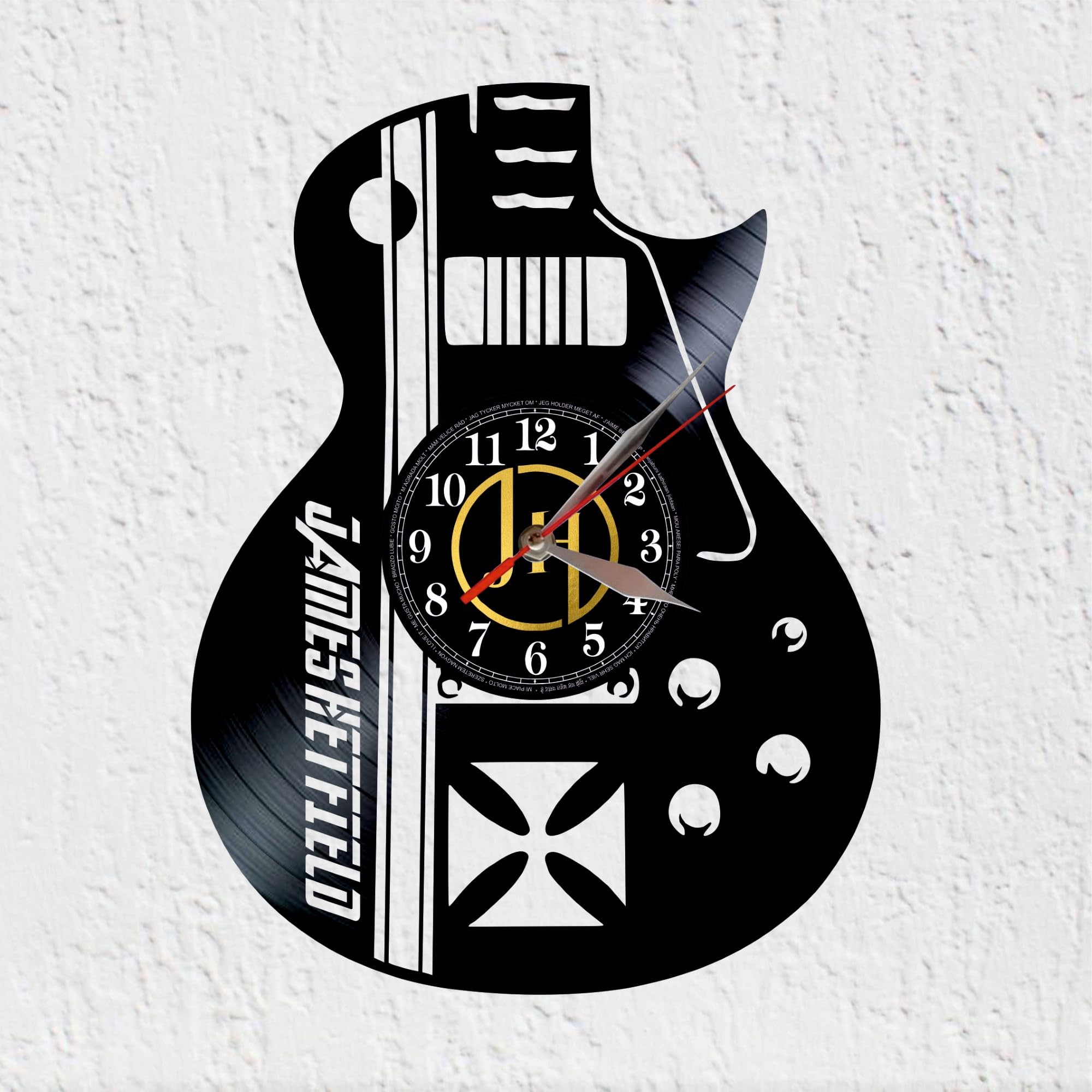 VINY WOODY Vinyl Record Wall Clock Guitar James Hetfield Music Rock Heavy Metal