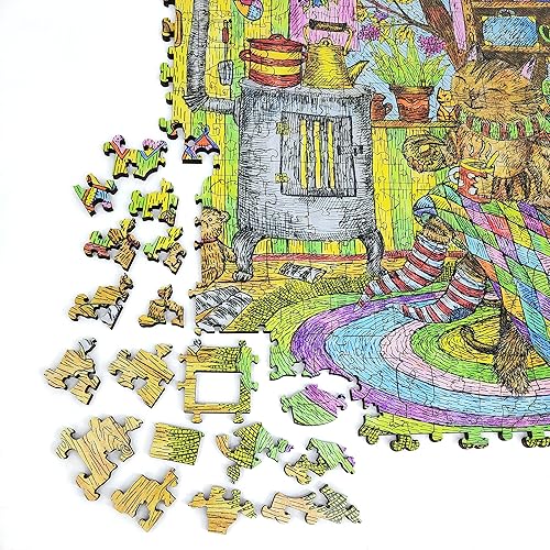 Miniatura 6 de Rompecabezas de madera para adultos, piezas de forma única, fabricado en los Estados Unidos por FoxSmartBox - 350 piezas - Hogar, dulce hogar