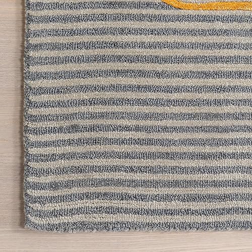 Miniatura 4 de nuLOOM Shelley - Alfombra abstracta de lana a rayas, 6 x 9, azul