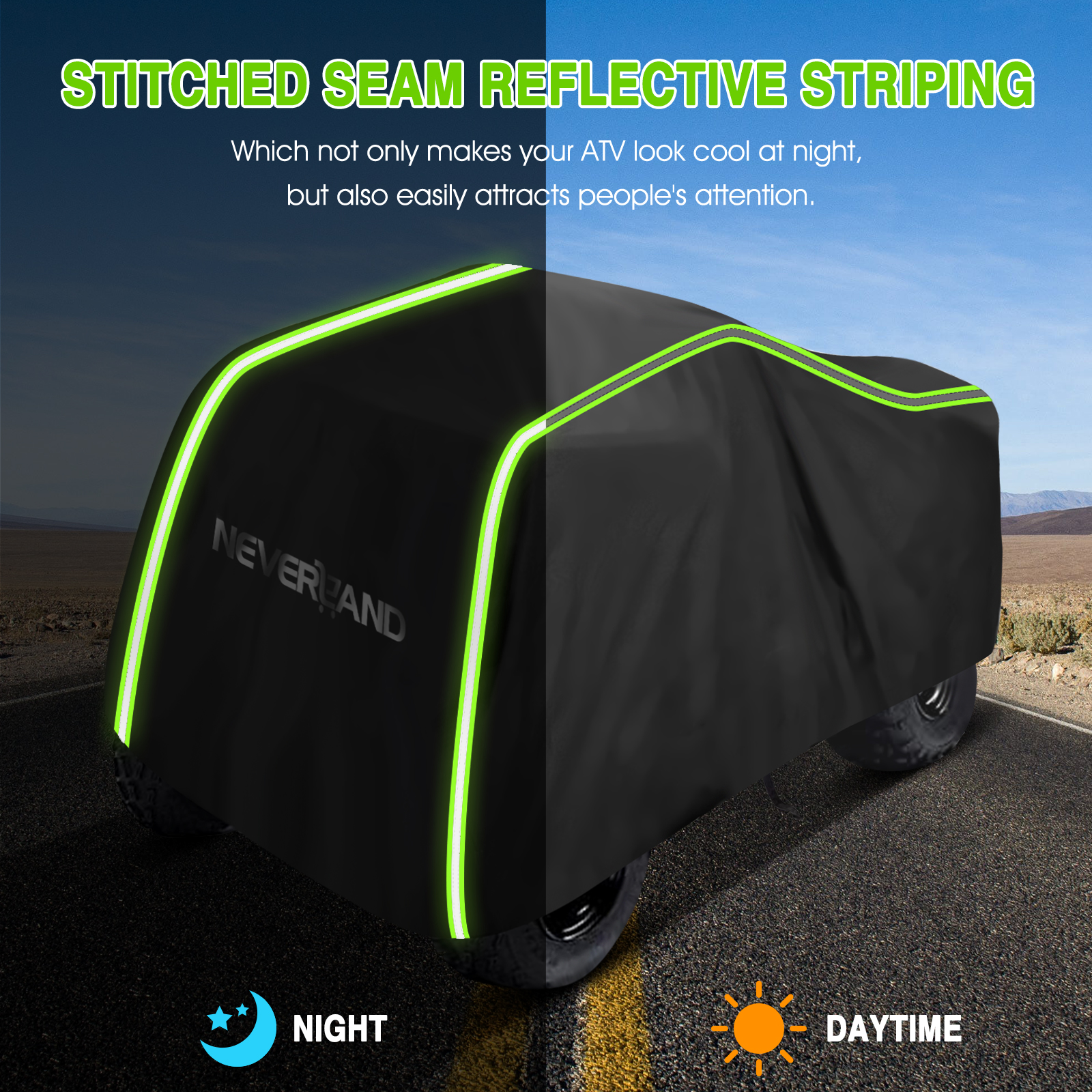 MZS All-Weather ATV Cover - Waterproof, Windproof, Fits Up To 101"; Includes Vents & Reflective Strips - View #2