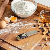 Vista 5 de KitchenArt Cucharada de la serie profesional, cuchara medidora de satén champán, ajustable de 1/2 cucharadita a 1 cucharada, blanco y negro