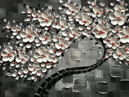 Miniatura 3 de Tyed Art - Pinturas al óleo de flores doradas sobre lienzo, pinturas abstractas de árboles, 100% pintadas a mano, arte abstracto 3D, decoraciones de