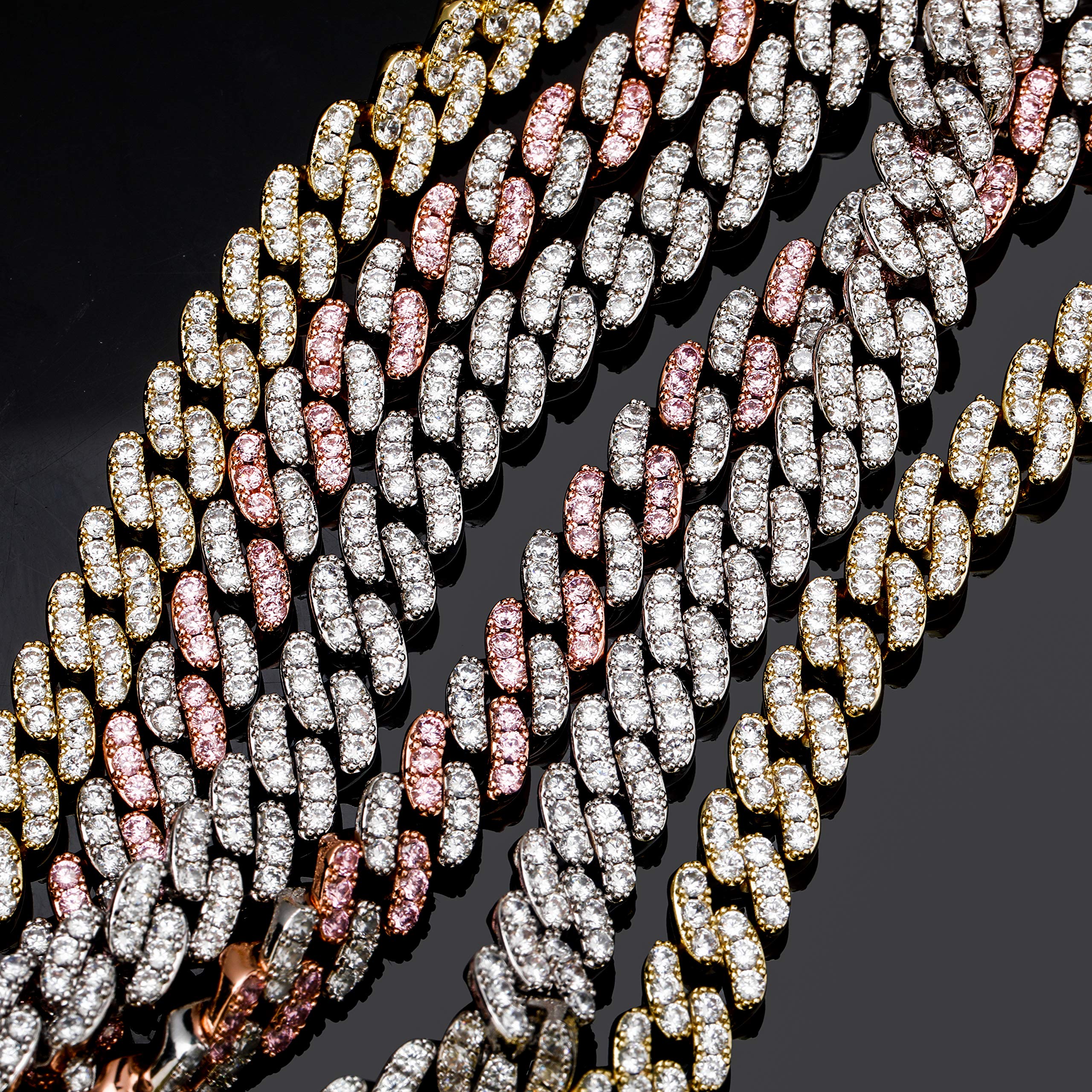 Pulsera de tobillo de eslabones cubanos de 0.315 pulgadas para mujer 6 veces chapado en oro de 14 quilates para regalo de joyería de pie, latón chapado en oro, Blanco dorado, A20050001 8