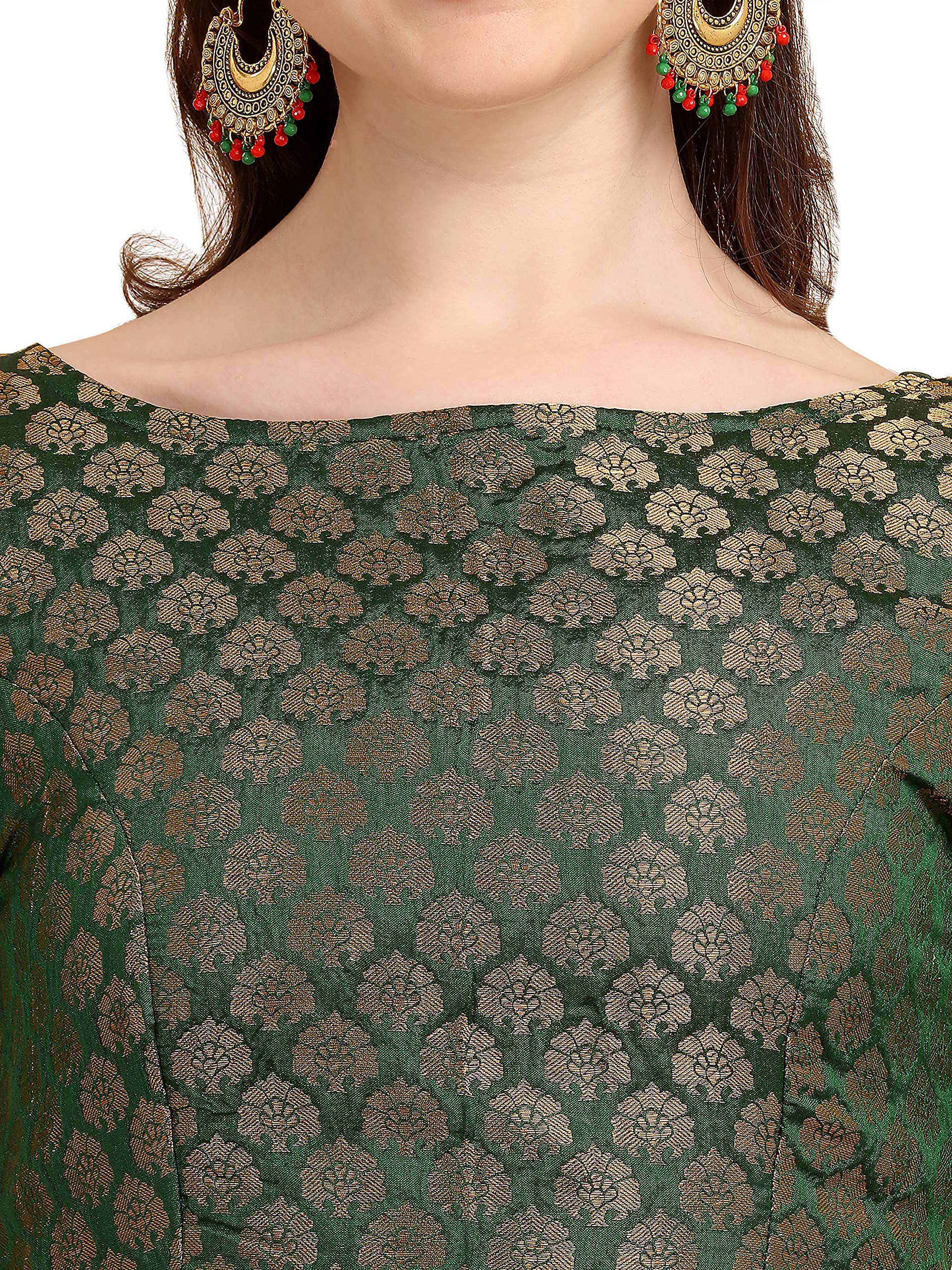 OOMPH! Jacquard Green Readymade Blouse for Women - rbbl60m 2