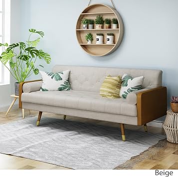 Christopher Knight Home Aidan Mid Century Modern Tufted Fabric Sofa, Beige