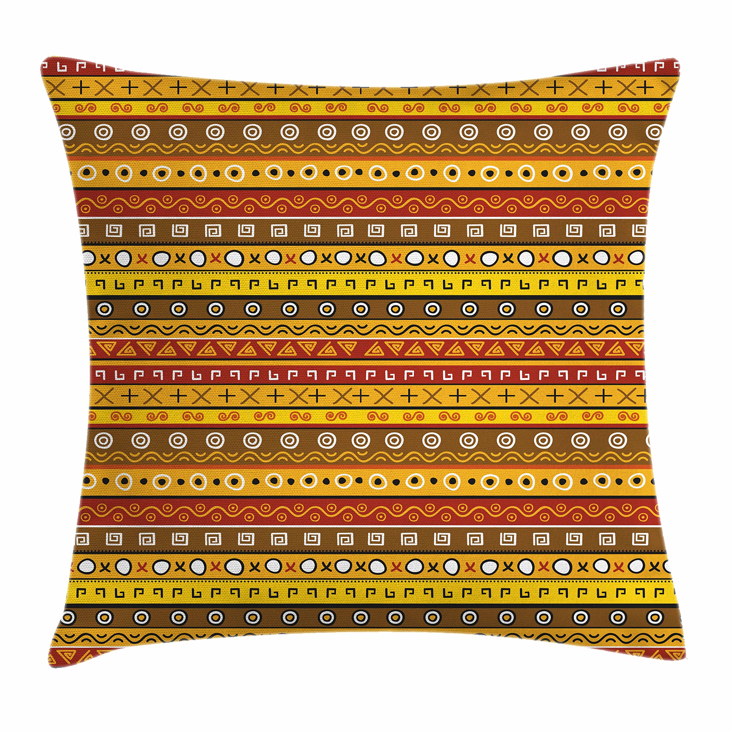 Ambesonne Prehistoric Throw Pillow Cushion Cover, Tribal Art with Abstract Pattern Indigenous Motif with Native, Decorative Square Accent Pillow Case, 24