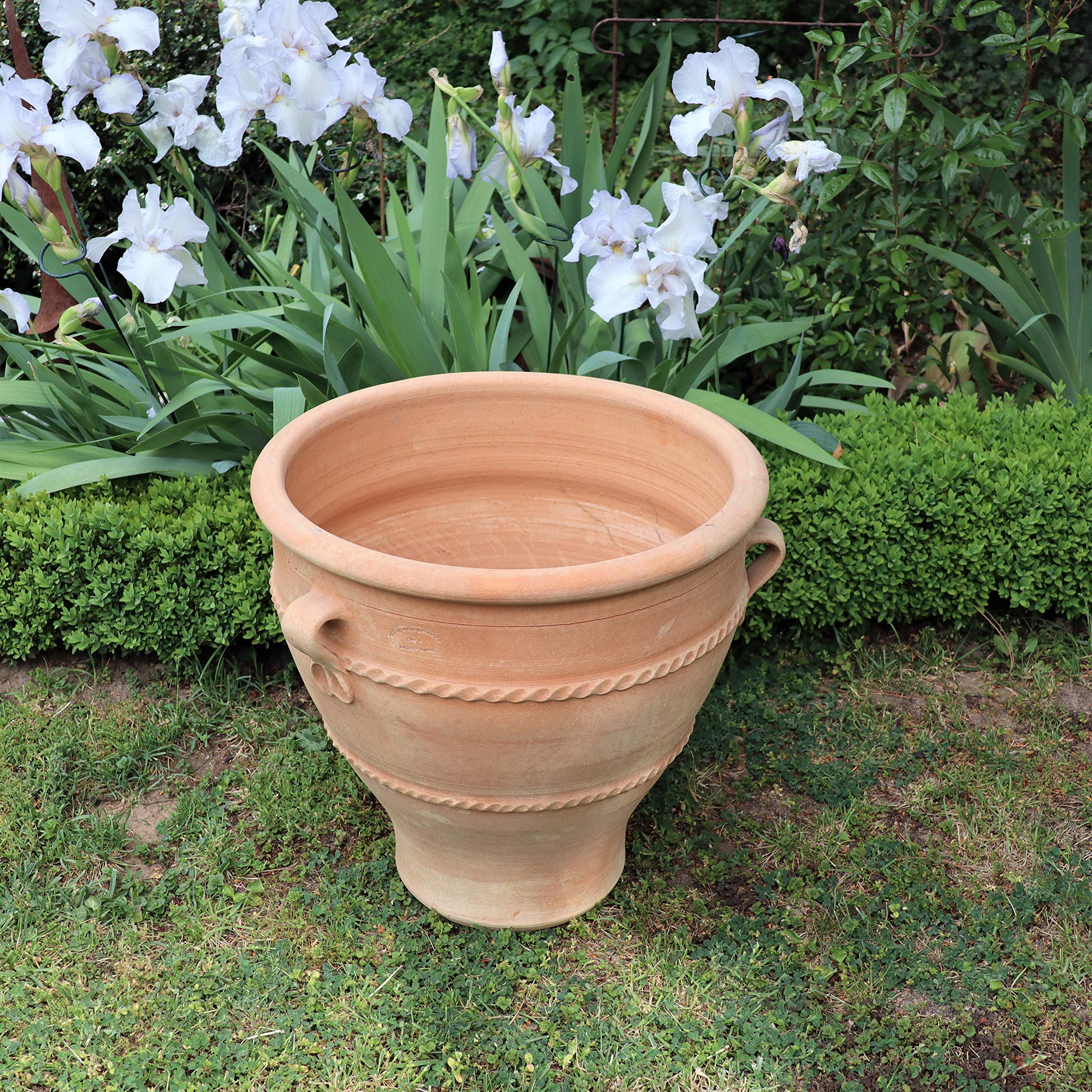 Palatina Werkstatt Pot de Fleurs en Terre Cuite Rose – Pot de Fleurs Fait à la Main en créte, résistant au Gel et résistant à l'hiver, avec poignées, pour Jardin, terrasse et Balcon (50 cm, Type 2)
