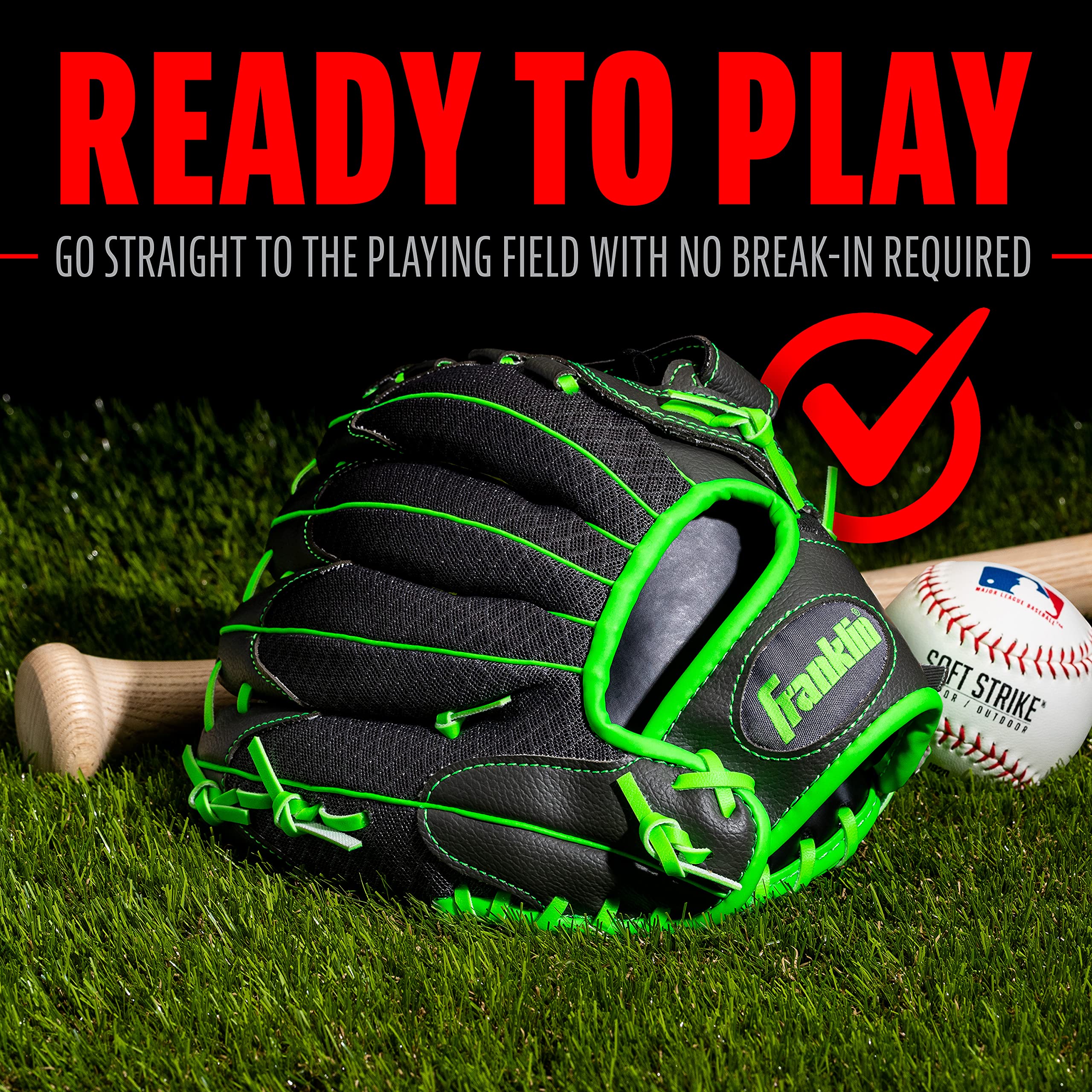 Franklin Sports Youth Teeball Gloves - Shok Sorb Kids Baseball + Teeball Mitt - Boys + Girls Fielder Gloves - 10.5" Inch