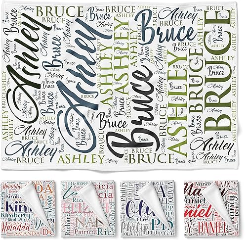 Miniatura 5 de Manta personalizada, mantas personalizadas, 40 x 60 pulgadas, regalo para mejor amigo con nombres artísticos de palabras, 8 estilos de colores y