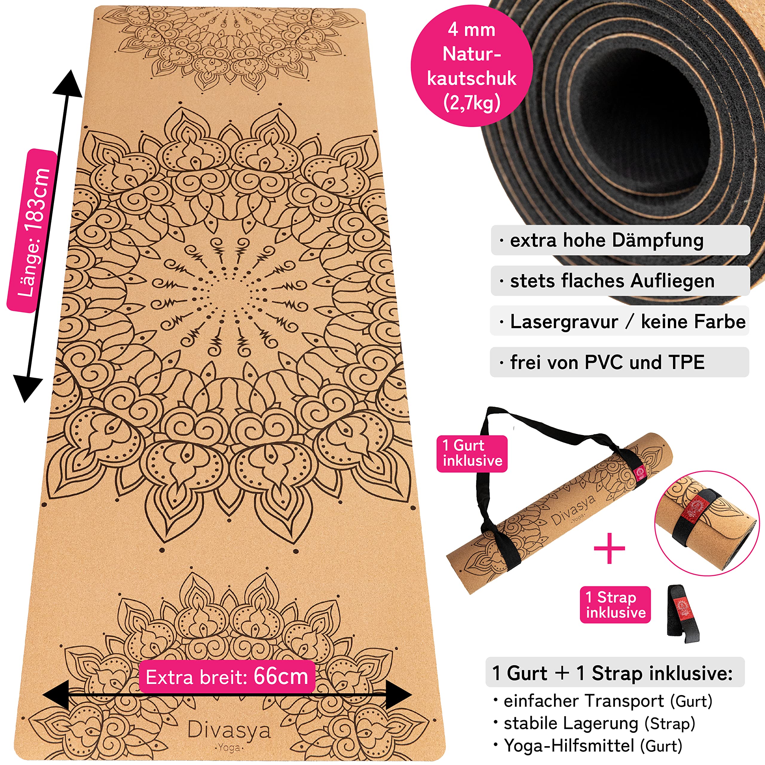 Tapis de Yoga VEGAN en Liège Naturel Antidérapant Modèle Tapis de Yoga VEGAN en Liège Naturel Antidérapant Modèle