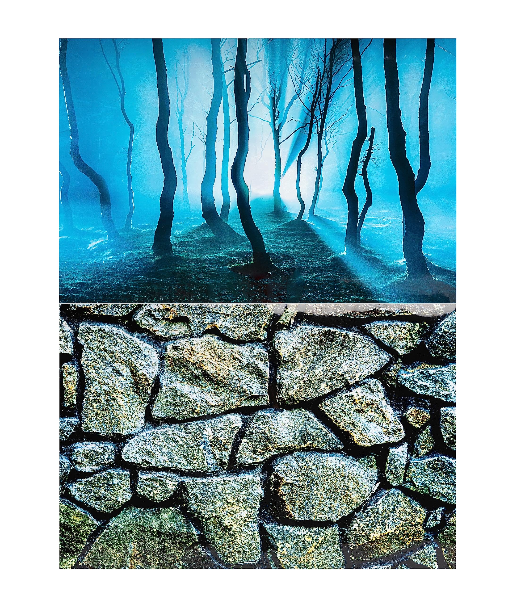 Hidom Aquarium Background Poster Double Sided - Height 19" / 50cm - Length 3 FT / 91cm - Two Scenic Pictures displaying Aquatic Backdrops DS 500 9030/9083