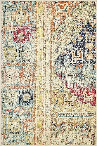 Miniatura 11 de Unique Loom Colección Monterey  Tapete bohemio tribal de época con colores brillantes, Polipropileno, MultiBeige