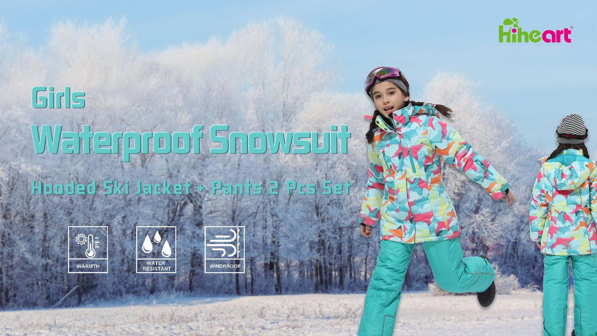 Amazon.com: Hiheart Girls 2 Piece Snowsuit Waterproof Warm Ski