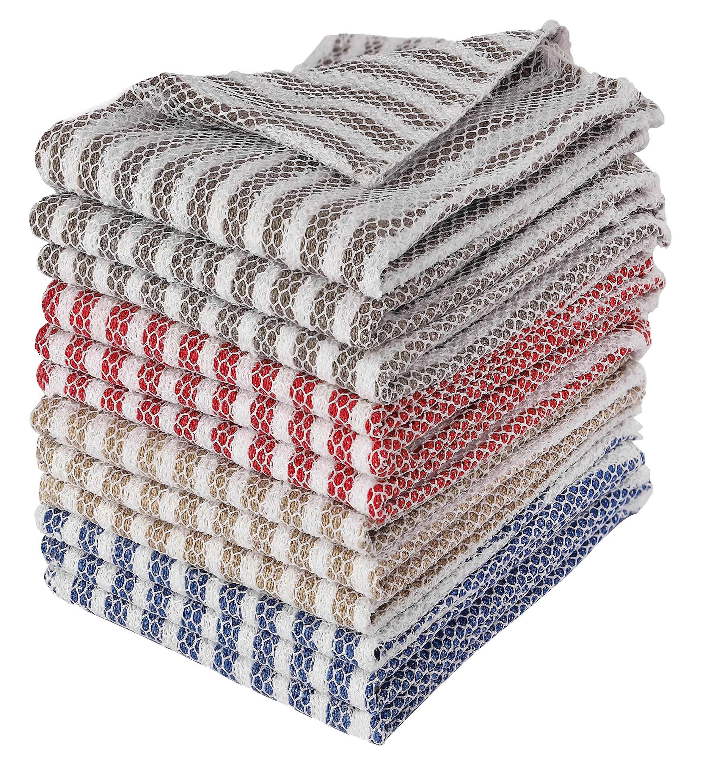 Bliss Casa 12 Pack Kitchen Towel Set - Dish Cloth Scrubber, Kitchen Cloth Scrubber for Cleaning Multipurpose Bar Towels (Multi Color, Dish Cloth)